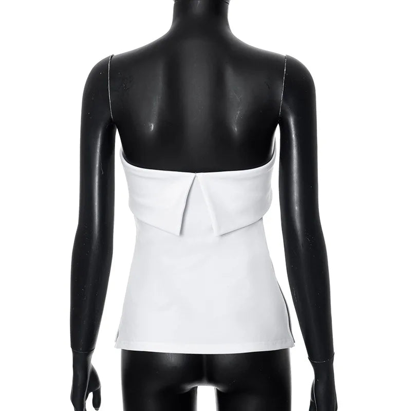 Solid Tube Tops For Women Strapless Bra Turndown Slash Neck Lenceria Femenina Backless Bralette Femme Split Bandeau Top Sexy