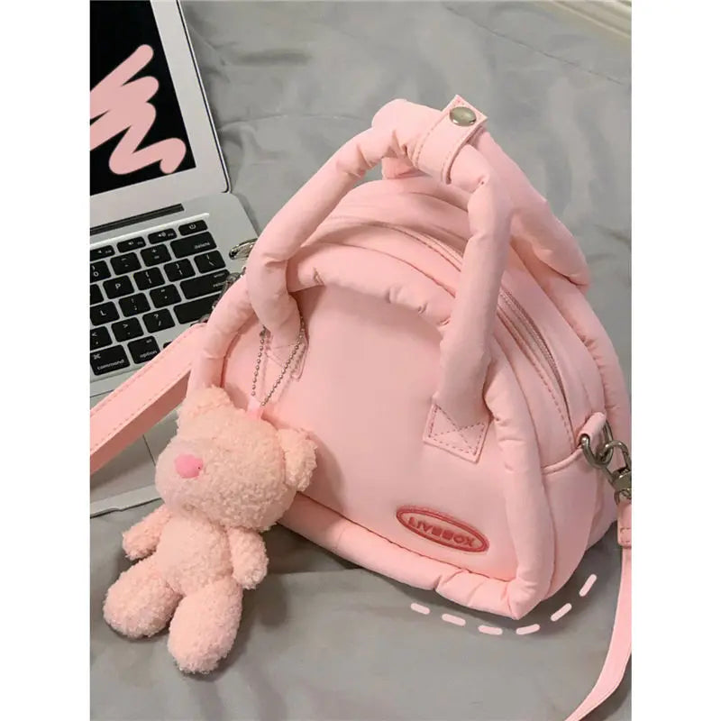 Xiuya Sweet Cute Handbags for Women Fluffy Soft Clouds Casual Crossbody Bag Harajuku 2023 Style Summer New Fashion Shoulder Bag