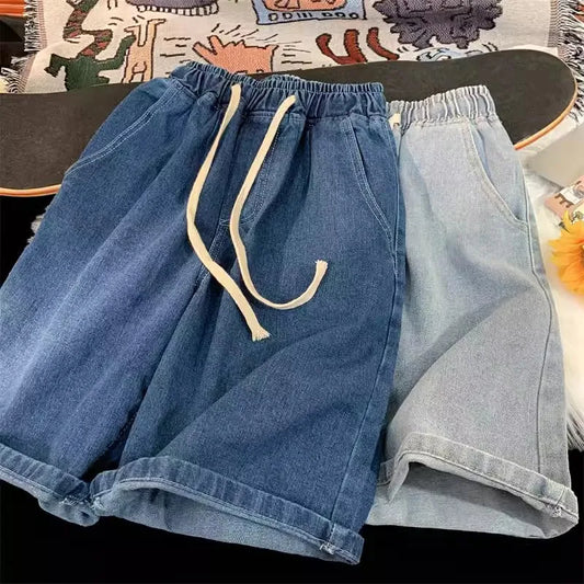 2025 NewRetro style loose jeans Y2k streetwear hip-hop casual fashion men's jeans loose straight cut shorts men