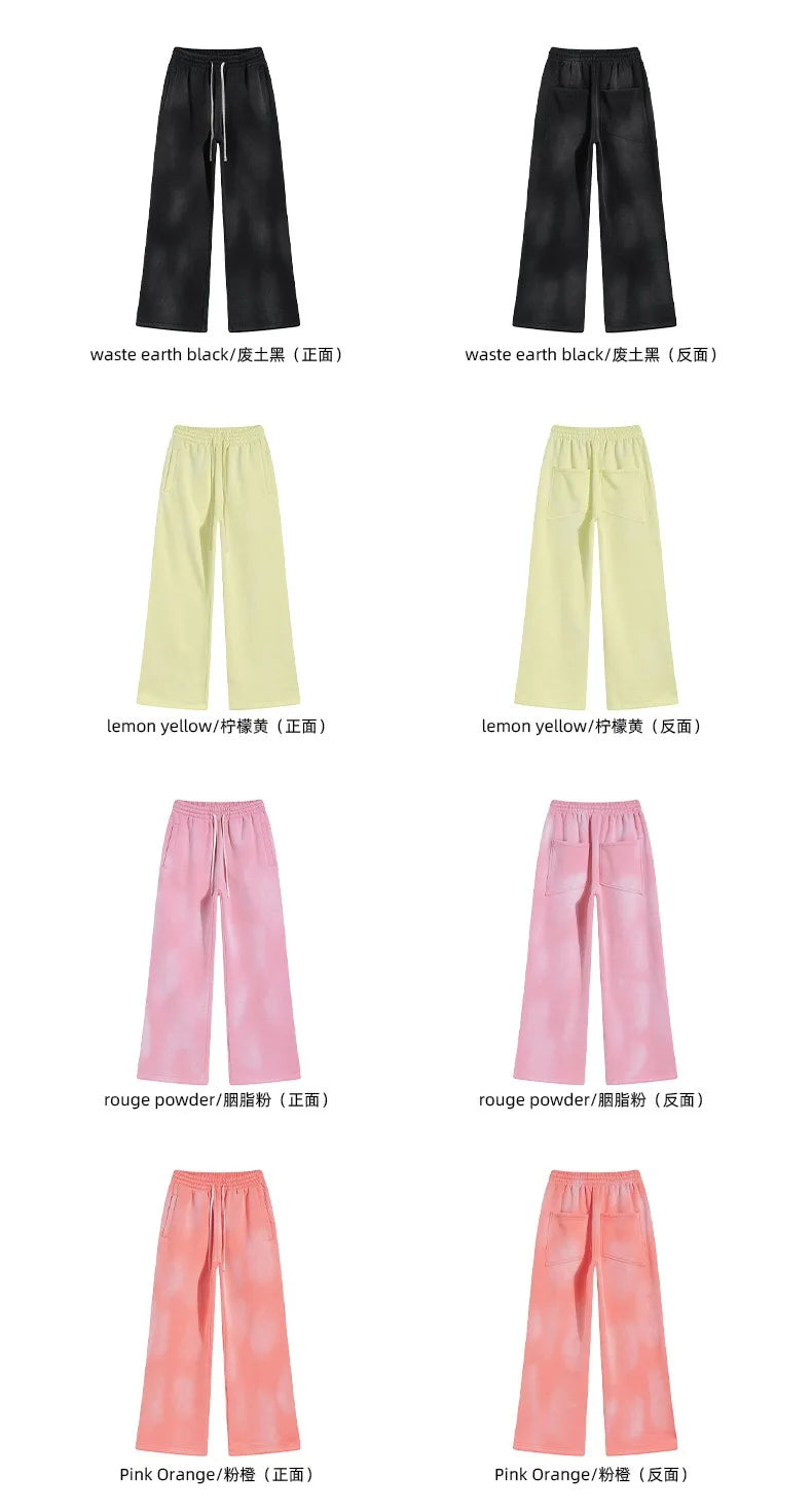 Autumn and winter 2024 new splash ink white spray-dyed loose plus velvet joggers