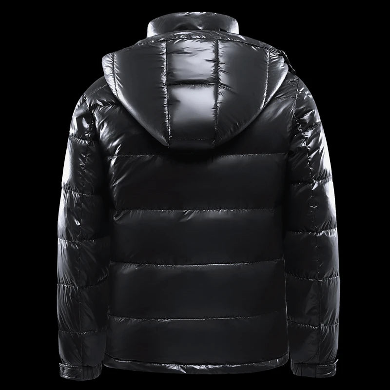 TRAF New Men's Winter Black Fashion Cold Warm Jacket Padded Thickened 90% White Duck Down Solid Color Fashion Leisure Jacket