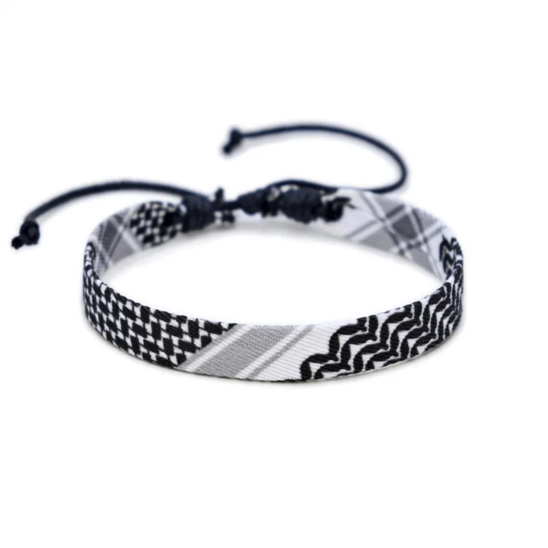 Meetvii Arabic Scarf Style Woven Bracelet for Women Men Handmade Ethnic Wave Dot Colored Ribbon Bracelets Jewelry