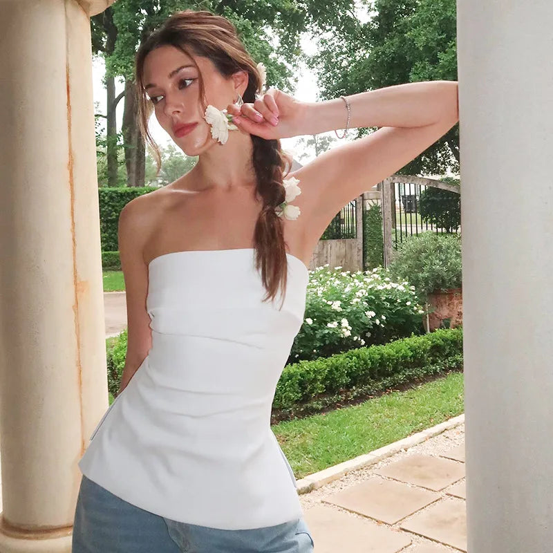 Solid Tube Tops For Women Strapless Bra Turndown Slash Neck Lenceria Femenina Backless Bralette Femme Split Bandeau Top Sexy