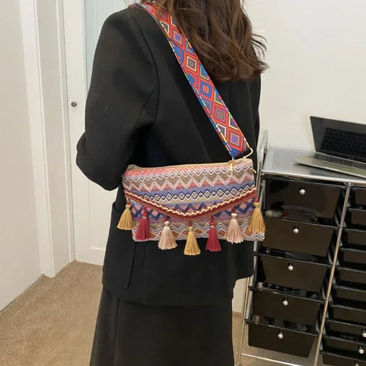 New Vintage Bohemian Fringe Shoulder Bag Women Tassel Boho Hippie Gypsy Fringed Women's Handbags Open Bag Purses and Handbags