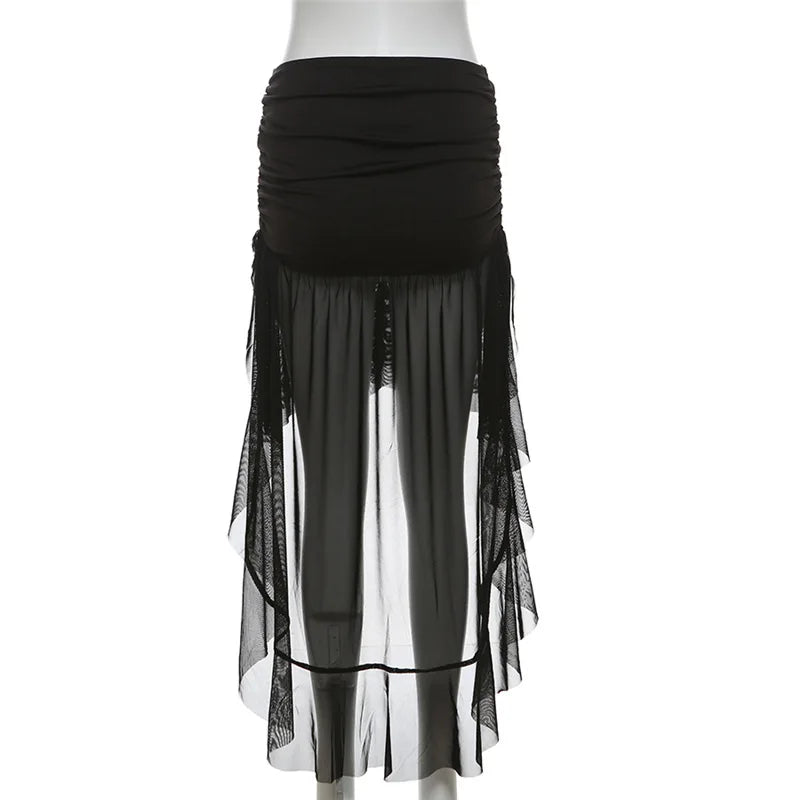 2025 New Gothic Mini Skirt Halloween Goth Aesthetic 90s Y2K Party Club Harajuku Streetwear Women's Skirt Black High Waist Skirts
