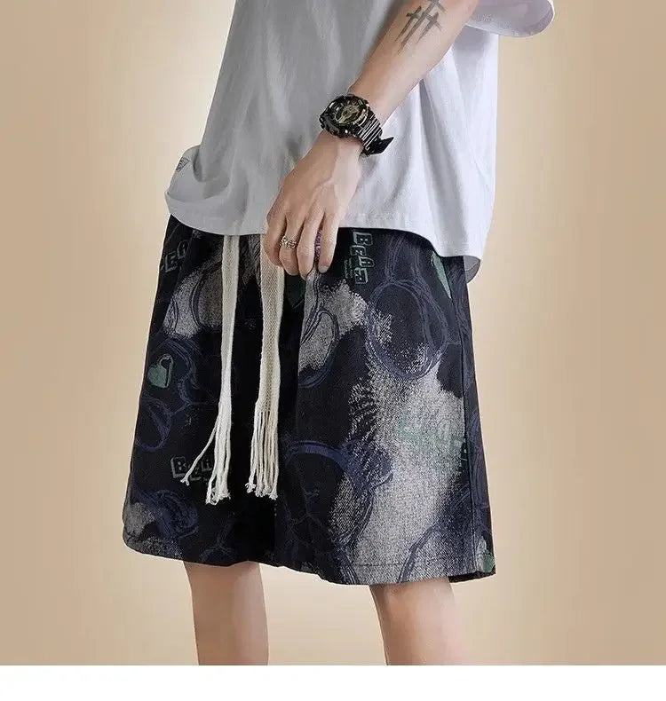 Bear Graffiti Men's Breathable Quick-drying Five-point Casual Loose Beach Sports Shorts