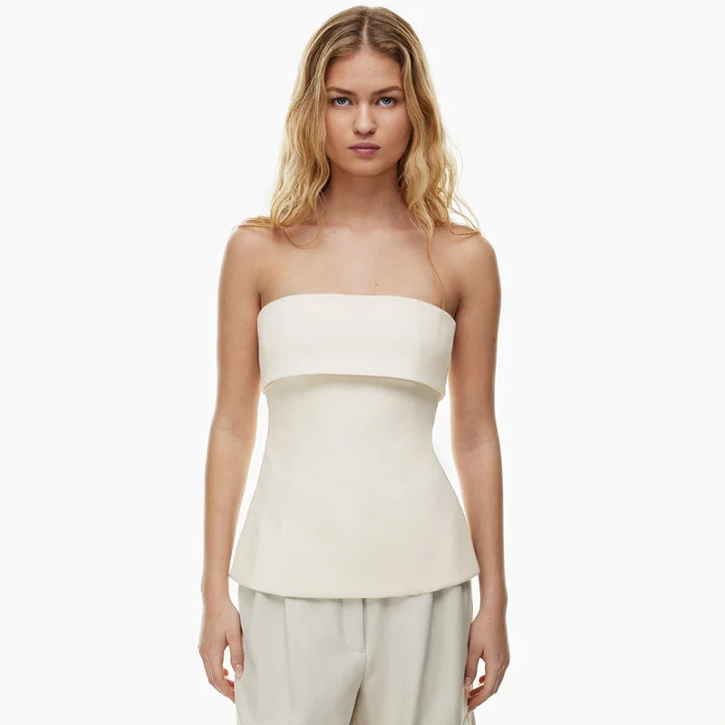 Solid Tube Tops For Women Strapless Bra Turndown Slash Neck Lenceria Femenina Backless Bralette Femme Split Bandeau Top Sexy