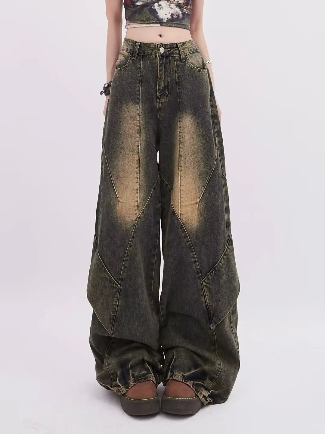 2024 Women's Baggy Jeans Harajuku 90s Aesthetic Y2k Denim Trousers High Waist Cowboy Pants  Wide Leg Straight Pants