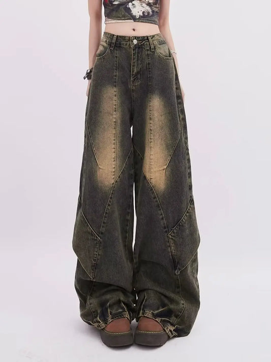 2024 Women's Baggy Jeans Harajuku 90s Aesthetic Y2k Denim Trousers High Waist Cowboy Pants  Wide Leg Straight Pants