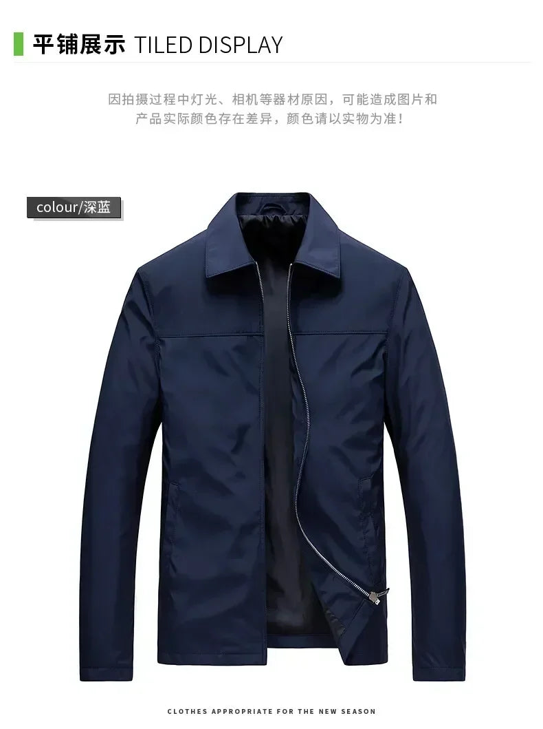 Business Casual Jacket Dad Outer Suit Coat New Men's Middle-aged and Elderly Stand-up Collar Plus Size Spring and Autumn