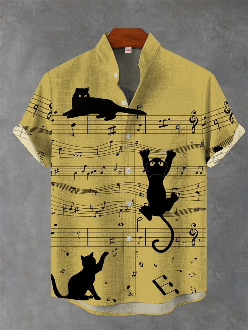 2025 Retro Ukiyo-e Pattern 3D Printing Linen Shirt Men's Fashion Shirt Summer Casual Harajuku Street Wear Vacation Shirt