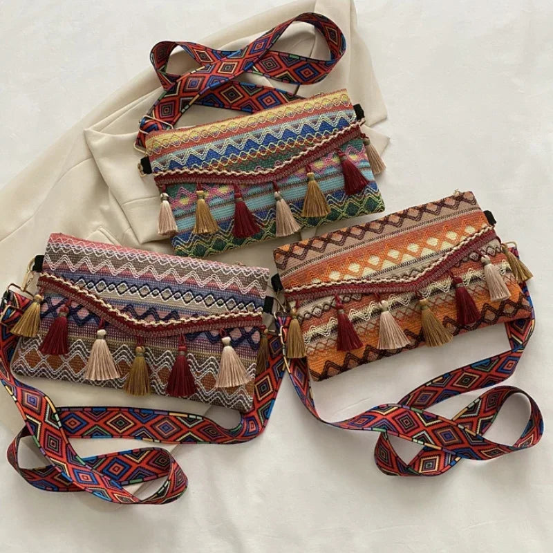 New Vintage Bohemian Fringe Shoulder Bag Women Tassel Boho Hippie Gypsy Fringed Women's Handbags Open Bag Purses and Handbags