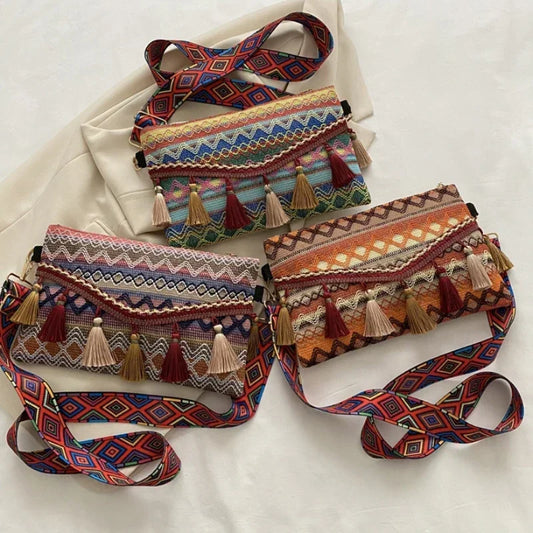 New Vintage Bohemian Fringe Shoulder Bag Women Tassel Boho Hippie Gypsy Fringed Women's Handbags Open Bag Purses and Handbags