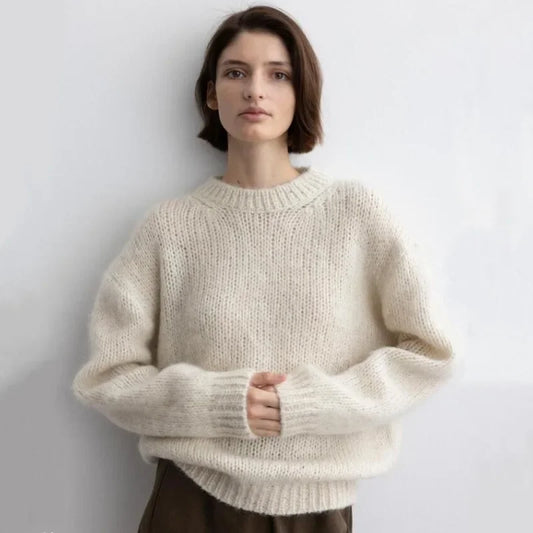 Women 24th Autumn and Winter New Mohair Sweater Lazy Feeling Loose Wool Sweater Top