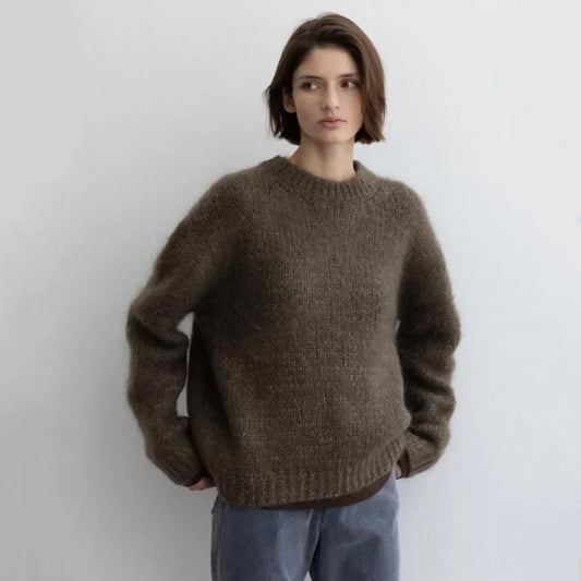 Women 24th Autumn and Winter New Mohair Sweater Lazy Feeling Loose Wool Sweater Top