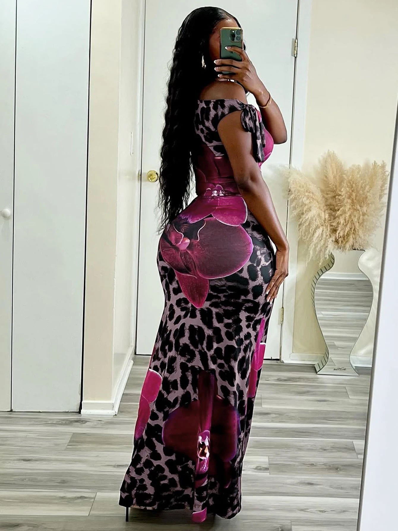 Dulzura Leopard Sexy Elegant Casual 2 Piece Skirt Set Sleeveless Bodycon Lace Up Tank Top Maxi Skirt Matching Set Party Clubwear