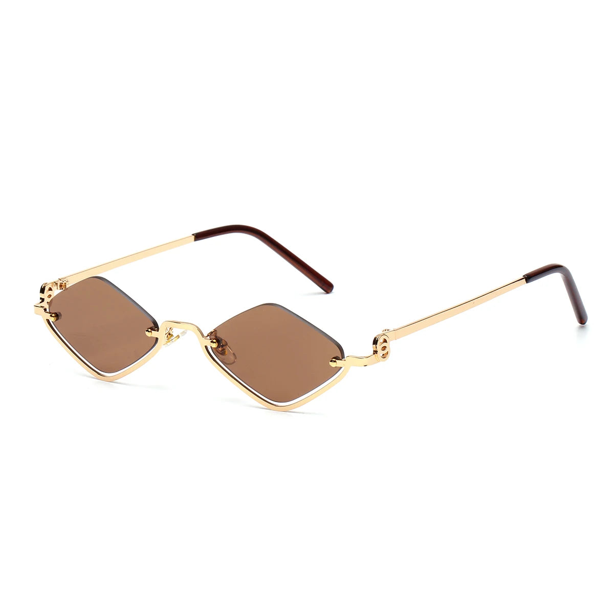 Fashion Small Polygonal Sunglasses Women Luxury Brand Metal Half Frame Sun Glasses Ladies Hipster sexy Cat Eye Shades Vintage