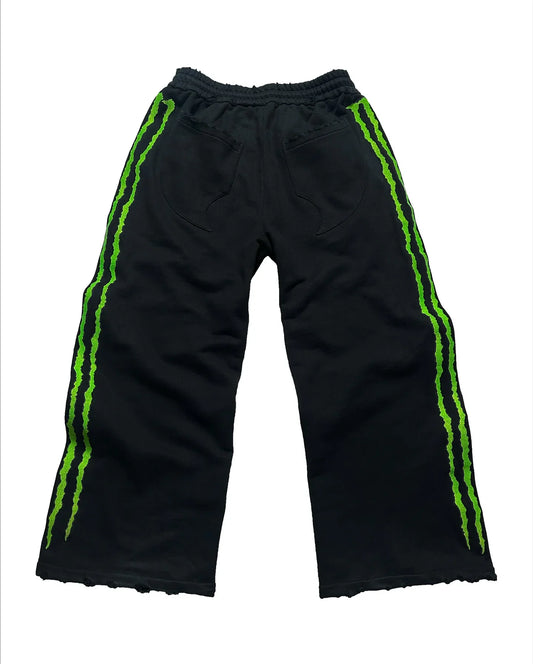 Claw Triple Stripe Fluorescence Sweatpants Y2K Streetwear Hip Hop Personality Glow Casual Pants Cotton Drawstring Joggers