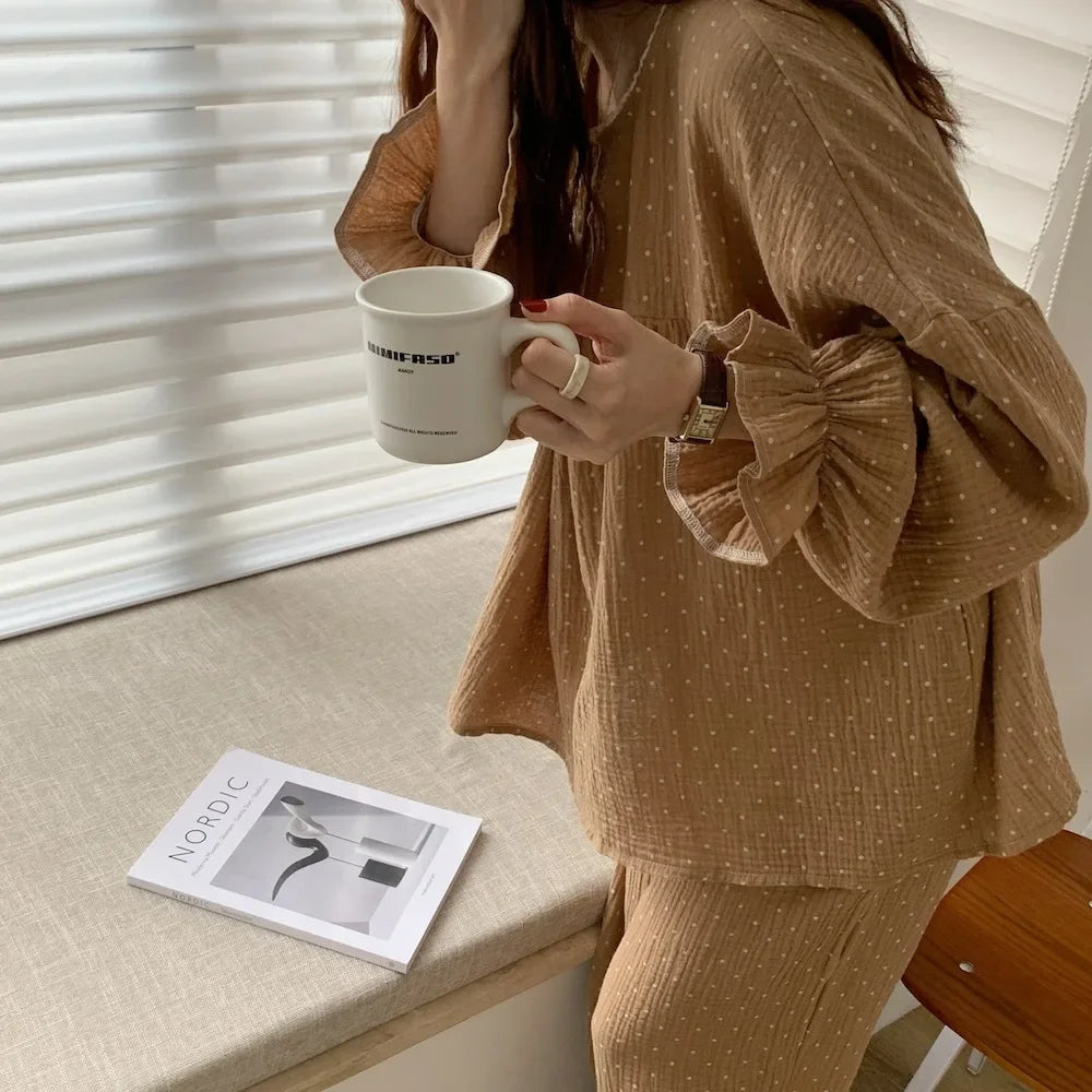 Women's New Pajamas Homewear Suit Spring and Fall Korean Version of the Long-Sleeved Long Pants Thin Section Loose Homewear Suit