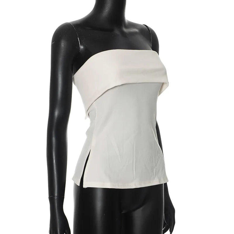 Solid Tube Tops For Women Strapless Bra Turndown Slash Neck Lenceria Femenina Backless Bralette Femme Split Bandeau Top Sexy
