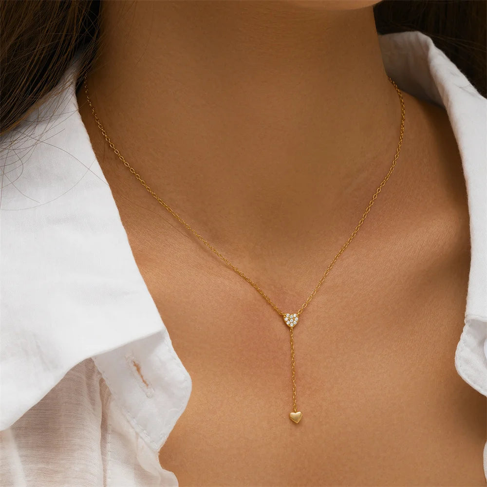 AIDE 925 Sterling Silver Personalized Snake Chain Adjustable Y Necklace Clavicle Pendant Chokers Necklace Women's Holiday Gifts