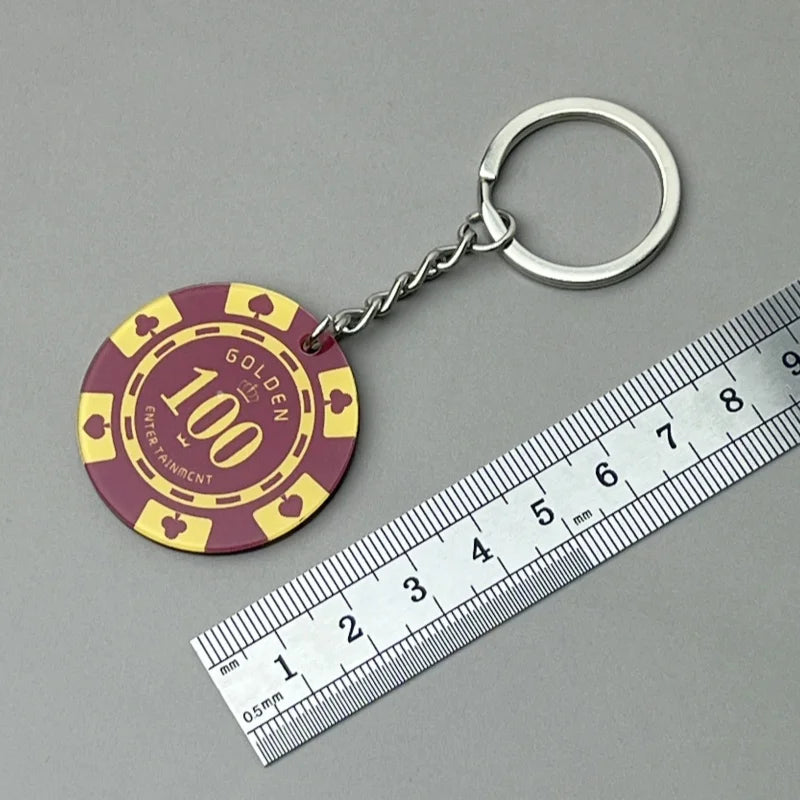 Fashionable Multi functional Keychain Casino Style Lucky Dice Black 8 Lucky Chip Pendant Mountaineering Buckle Bottle Opener