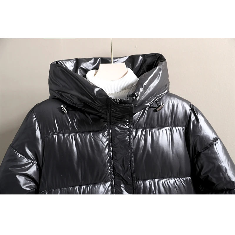 Fashion Black Long Parka Plus Size 3XL Men's Jacket 2023 Hooded Winter Jacket Coat Men Glossy Windproof Warm Outwear Streetwear