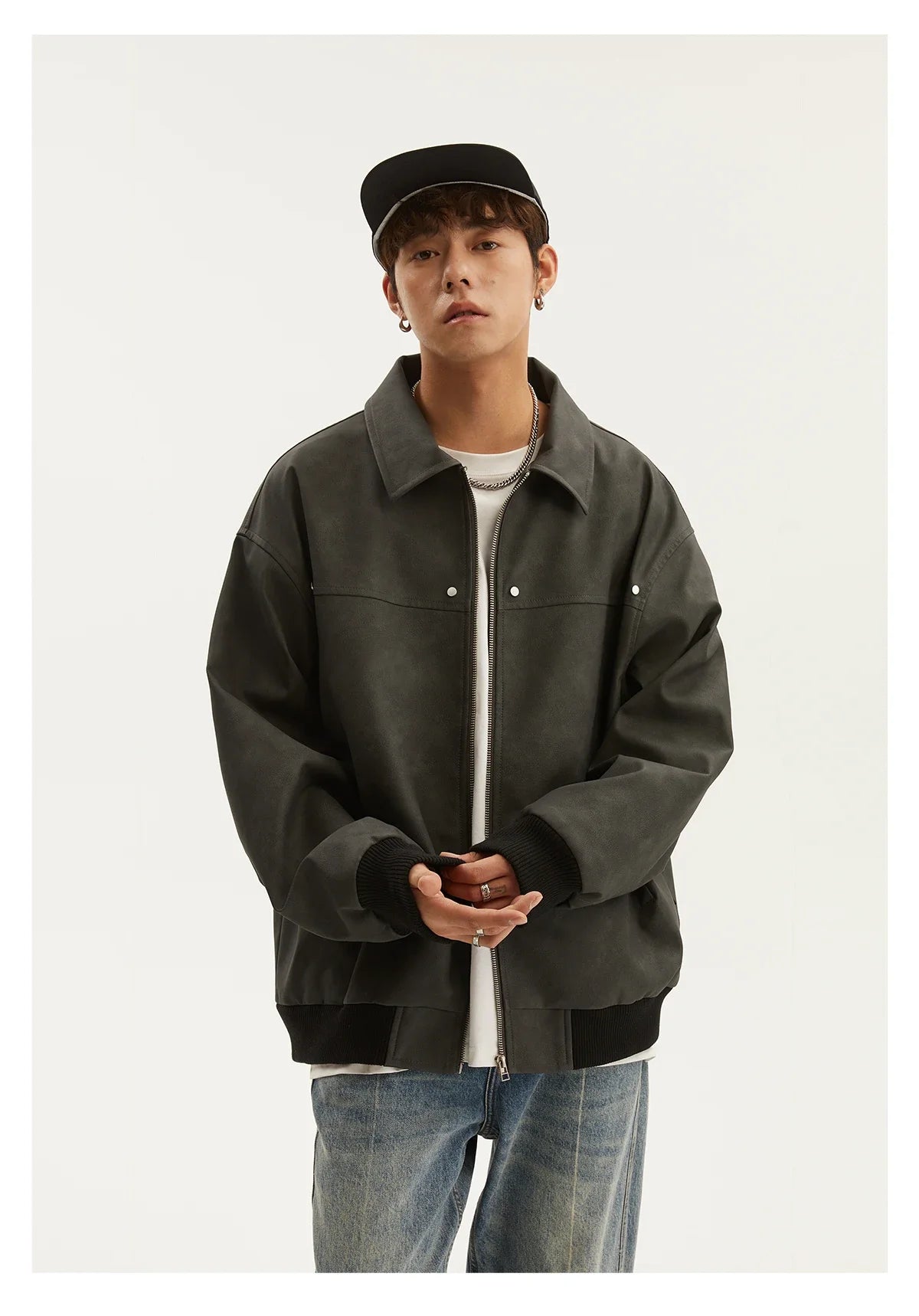 American Style Vintage Lapel Jacket For Men Loose Fit Versatile Autumn Winter Trendy Hong Kong Style Couple Workwear Jacket