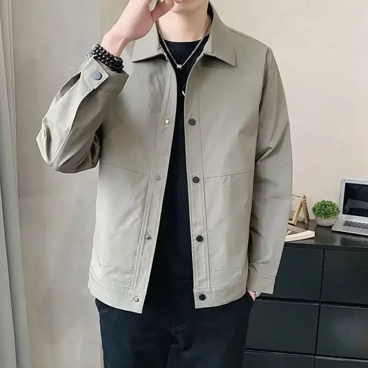 Casual Collared Men's Jacket Hot Sale Of The Season New Style British Style Versatile Spring Autumn Youth Casual Fashionable Mal