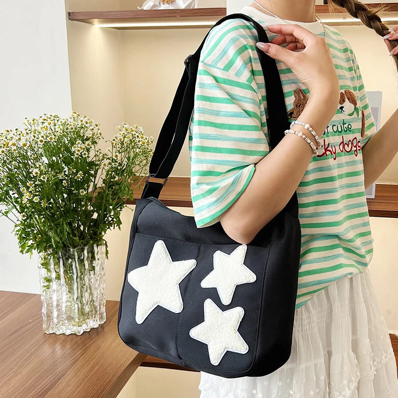 Men and women's commuting bags - simple, niche, retro, girlish cross-body bag made of canvas fabric