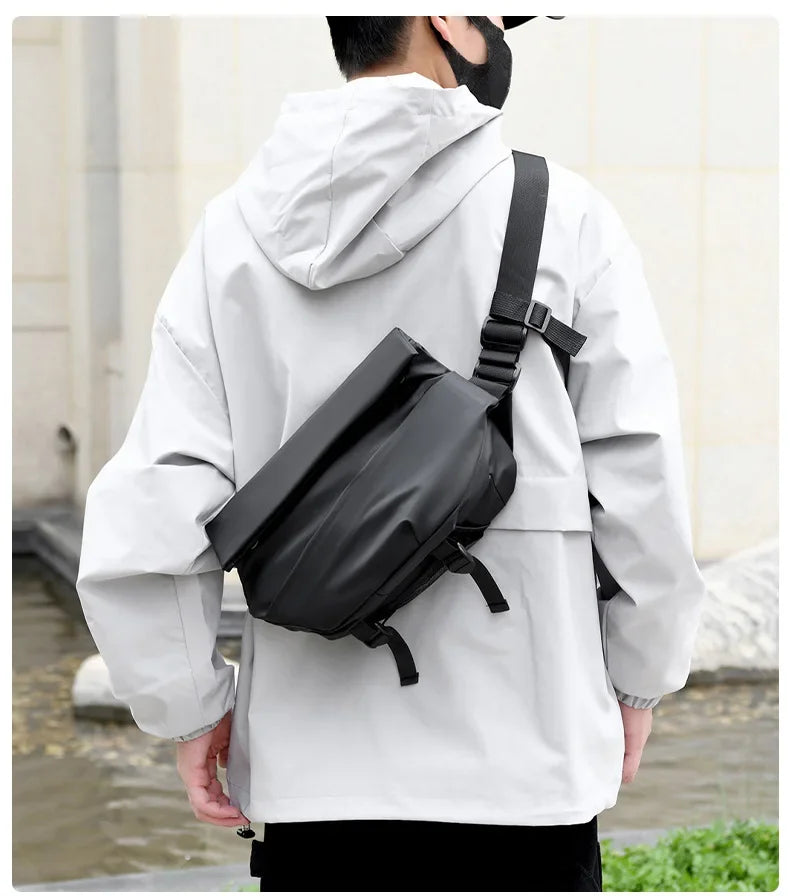 Premium Waterproof Magnetic Buckle Crossbody Bag Personality Fashion Men Messenger Bag Black Minimalist Shoulder Bags Men Bag