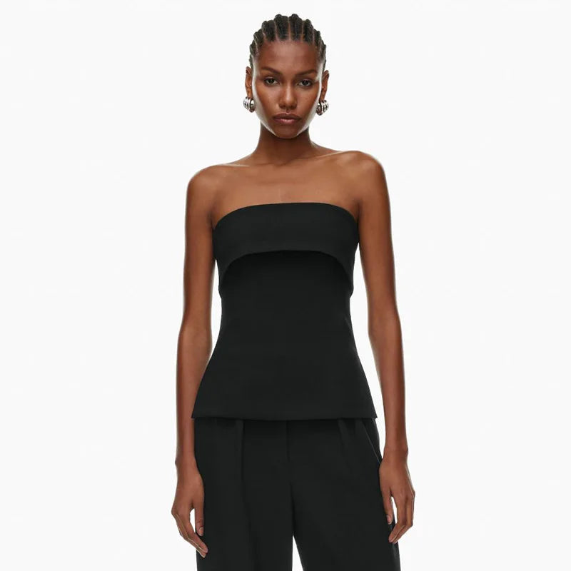 Solid Tube Tops For Women Strapless Bra Turndown Slash Neck Lenceria Femenina Backless Bralette Femme Split Bandeau Top Sexy