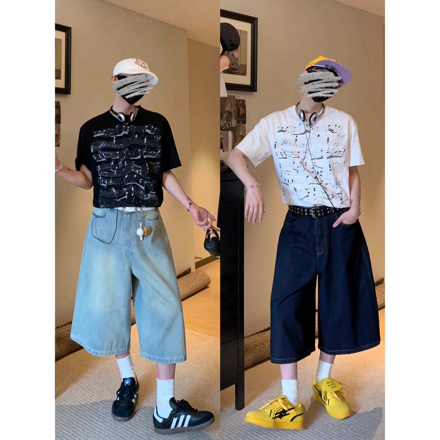 American Retro Jeans Y2K Men Women Harajuku Hip Hop Gothic Retro Pocket Embroidered Blue Baggy Jeans Low Waist Wide Leg Trousers