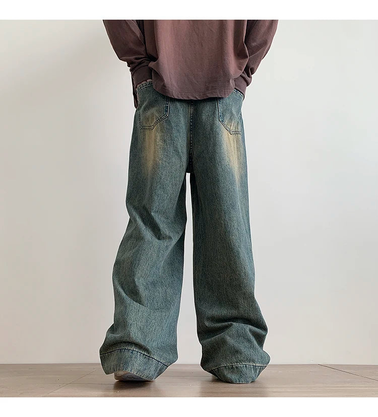 Jeans men Casual Baggy Straight Distressed Vintage Jean Pants Wide-leg Denim Trousers Male Oversize Streetwear Fashion