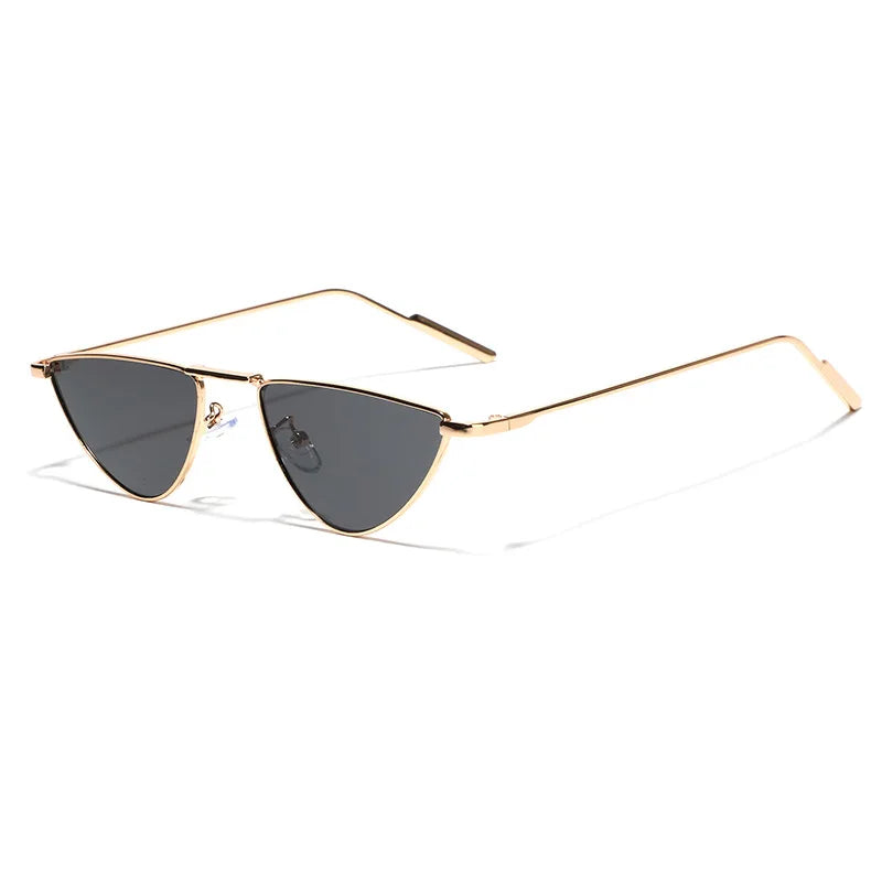 New Triangle Cat Eye Sunglasses Vintage Alloy Sun Glasses Women Unique Elegant black gold Shades Oculos Feminino 2024 Summer