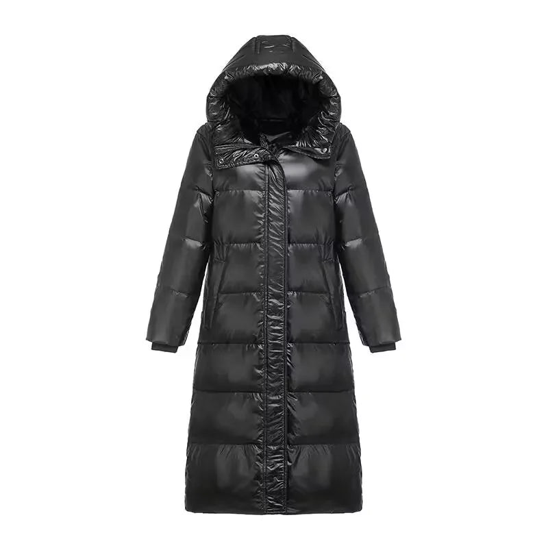 Fashion Black Long Parka Plus Size 3XL Men's Jacket 2023 Hooded Winter Jacket Coat Men Glossy Windproof Warm Outwear Streetwear