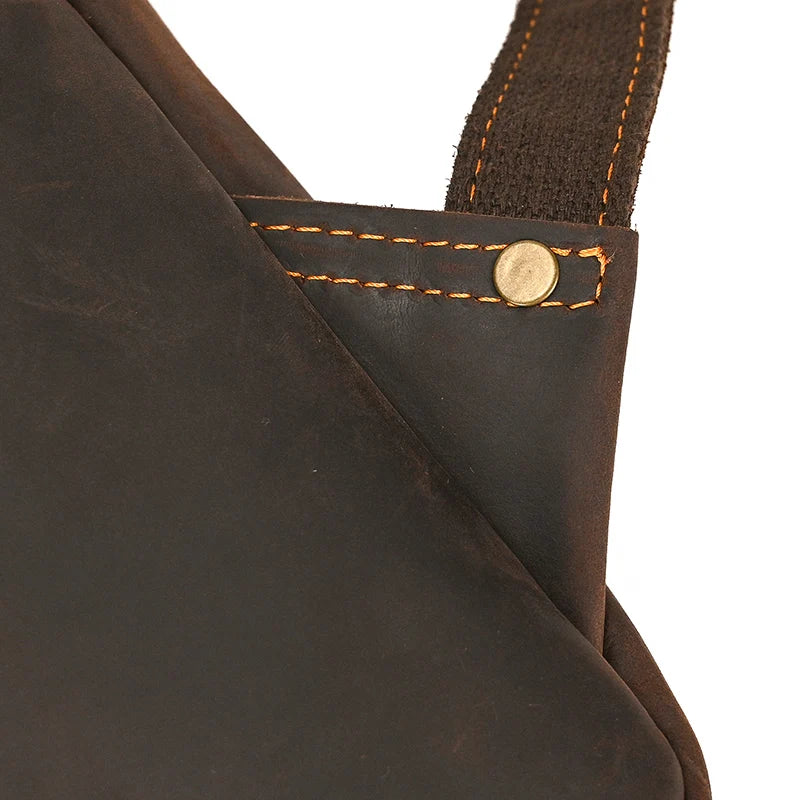 Vintage Travel Backpack leather double zipper bagpack male crazy horse leather backpack handmade leather travel bag men bag