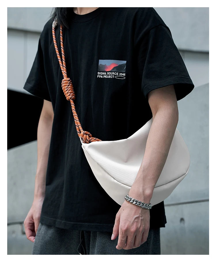 Japanese Sling Bag for Men, Waterproof Lightweight Crossbody Bag, Sports Travel Shoulder Bag Fit 12.9 inch iPad
