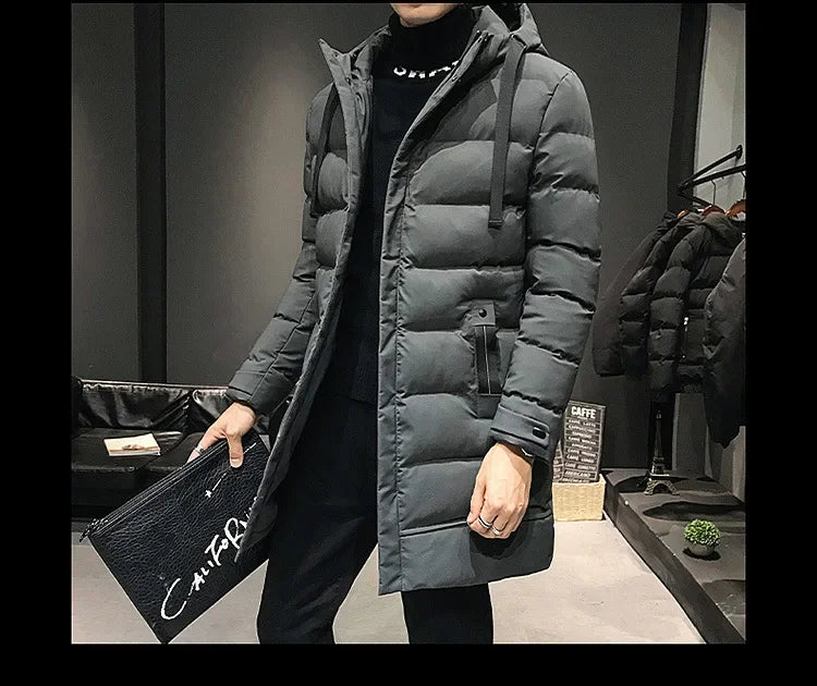 Men Long Down Jackets Winter Coats Chaquetas Hooded Casual Winter Parkas High Quality Male Green Warm Parkas Coats Size 8XL