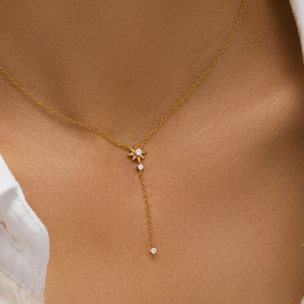 AIDE 925 Sterling Silver Personalized Snake Chain Adjustable Y Necklace Clavicle Pendant Chokers Necklace Women's Holiday Gifts