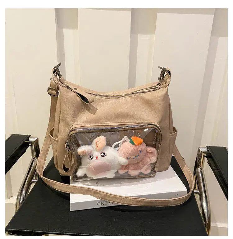 MBTI Casual Ita Bag for Women Fashion Aesthetic Y2k Large Capacity Shoulder Bag Transparent Daily Advanced Harajuku New Handbag