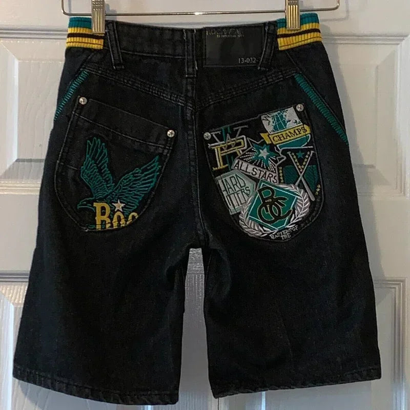 90s American Straight Pants Men and Women Universal Jeans Street Fashion Versatile Shorts Personalized Harajuku Hip hop Clothing