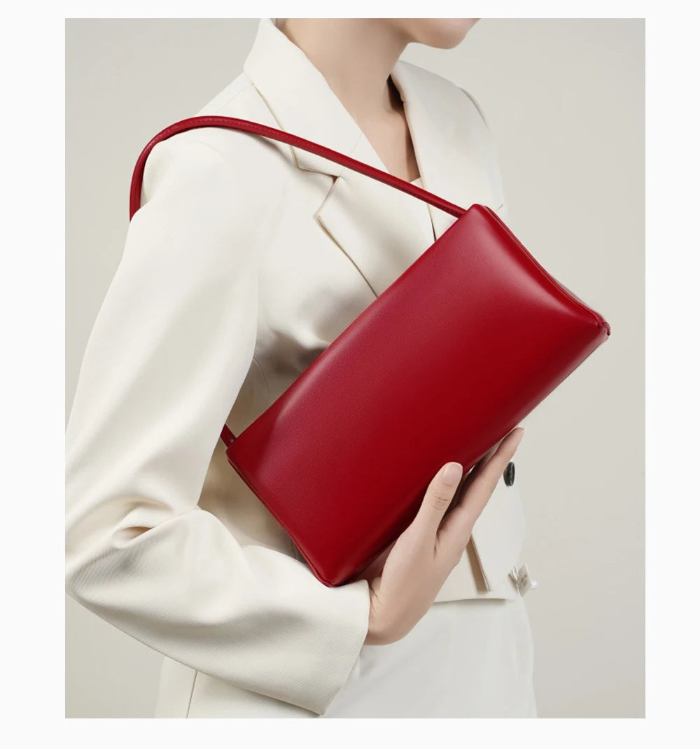 Zency 2024 New Luxury Handbag Fashion Women Leather Shoulder Bag Ladies Underarm Bag Sac De Femme Red Bride Wedding Bags