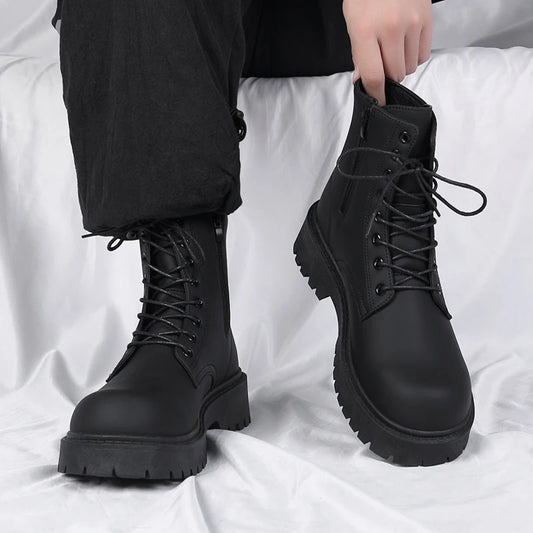 Luxury Brand Boots Chelsea Men's Boots Leather Men Designer Boots Fashion Casual Business Black Boots Thick Soled Mid Top Boots