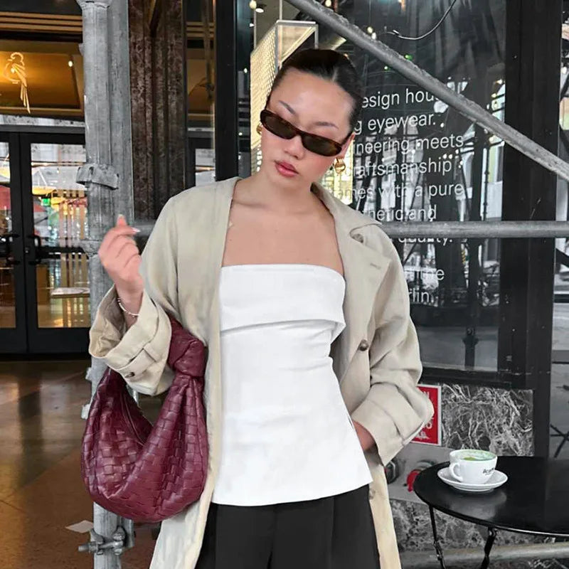 Solid Tube Tops For Women Strapless Bra Turndown Slash Neck Lenceria Femenina Backless Bralette Femme Split Bandeau Top Sexy