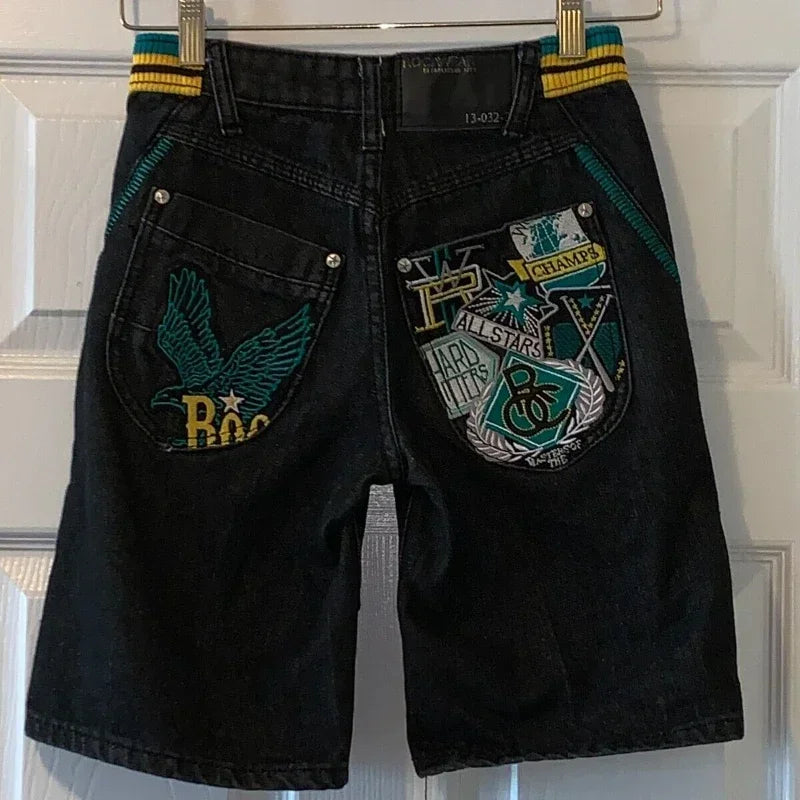 90s American Straight Pants Men and Women Universal Jeans Street Fashion Versatile Shorts Personalized Harajuku Hip hop Clothing
