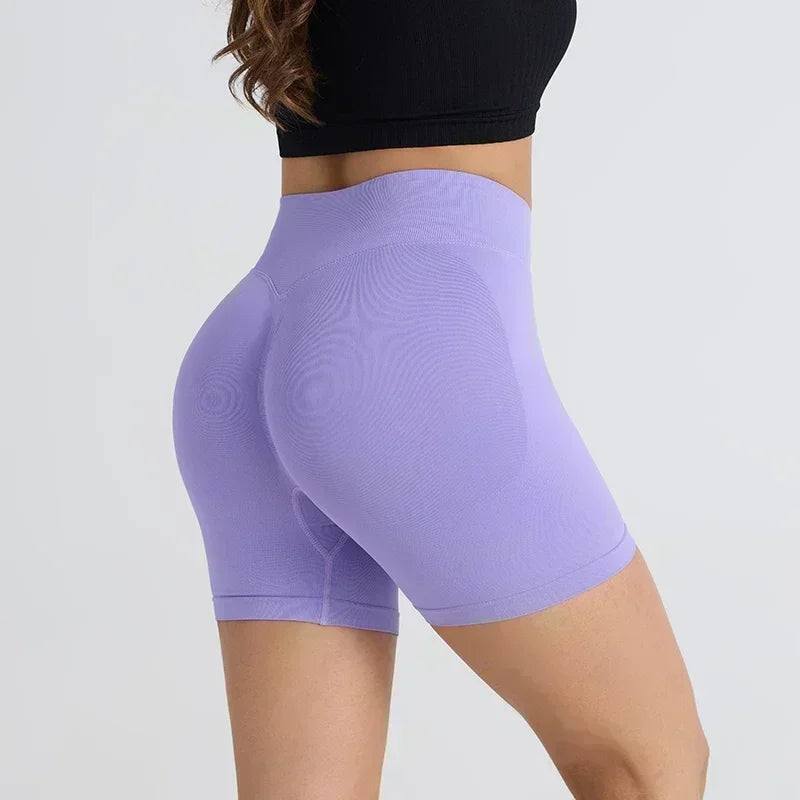 Impact Shorts Low Ribbed Waist Band Women Scrunch Bum Gym Shorts Seamless Yoga Shorts Workout Biker Short Stretch Fitness Short