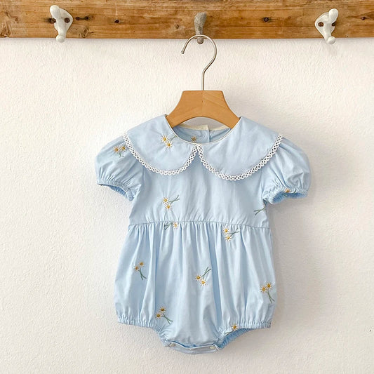 New Summer Newborn Clothes Kids Baby Girls Rompers 4 Colors New Infant Kids Baby Girls Embroider Flower Baby Rompers Clothes