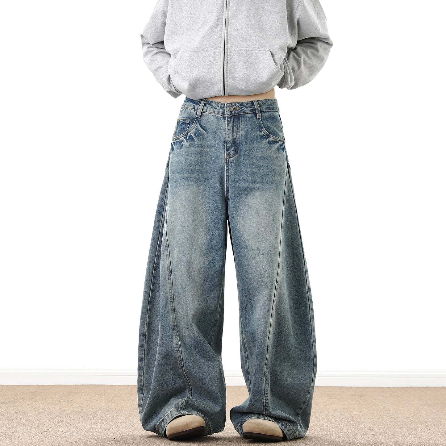 Men 2025 New Trendy Wide Leg Loose Fit Jeans Casual Streetwear Relaxed Baggy Denim Pant Fashion Design Mens Trousers Hot Selling