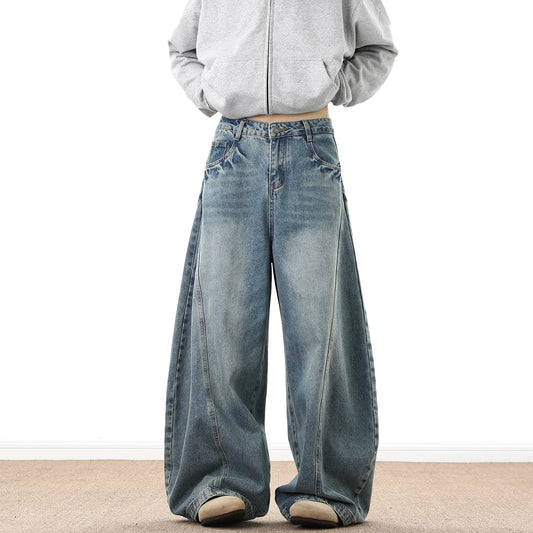 Men 2025 New Trendy Wide Leg Loose Fit Jeans Casual Streetwear Relaxed Baggy Denim Pant Fashion Design Mens Trousers Hot Selling